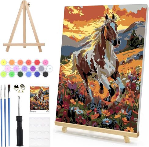 NEWENMO Paint by Numbers Kit for Adults Framed with Wooden Easel, Vintage Truck, Adults' Paint-by-Number Kits on Canvas 4th of July Truck, DIY Oil Painting Kit for Home Wall Decor 10x10 Inch in Kuwait