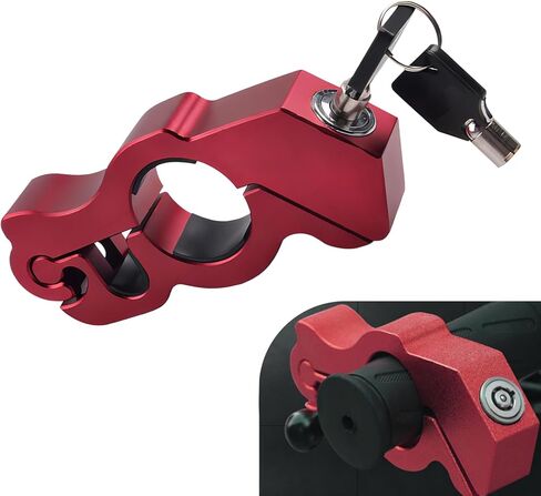 Motorcycle Handlebar Lock, Throttle Lock Adjustable Anti-Theft Device, Alloy Rust-Proof Keyless Latch with Anti-Scratch Gasket, Suitable for Most Bicycles Motorcycles Scooters (Red) in Saudi Arabia