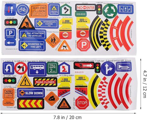 Sewroro 56pcs لعبة إشارة المرور ومجموعة ألعاب Roadblock للأطفال، مجموعة لعب لافتات الطرق الصغيرة للتعلم في مرحلة الطفولة المبكرة ولعب الأدوار in Kuwait