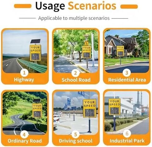 Solar-Powered Aluminum Radar Speed Limit Sign for Streets, Neighborhoods, Schools & Parking Lots - Enhance Safety & Traffic Control - Durable White Design in Kuwait