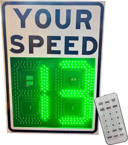 Solar Powered Radar Speed Limit Sign - Your Speed Display, Traffic Feedback Warning Board with Mounting & Installation Accessories for Road Street School in Saudi Arabia