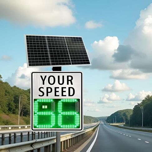 Solar Powered Radar Speed Limit Sign - Your Speed Display, Traffic Feedback Warning Board with Mounting & Installation Accessories for Road Street School in Saudi Arabia