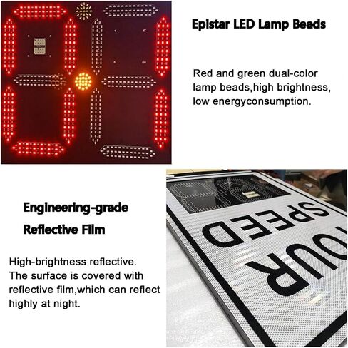 Solar Powered Radar Speed Limit Sign - Your Speed Display, Traffic Feedback Warning Board with Mounting & Installation Accessories for Road Street School in Saudi Arabia