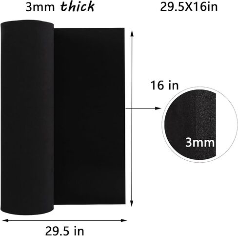 3mm EVA Foam Roll for Cosplay and Crafting, 16 x 29.5in Black, Premium Costume Making Material, Smooth Surface Roll, 90 kg/m3. in Saudi Arabia