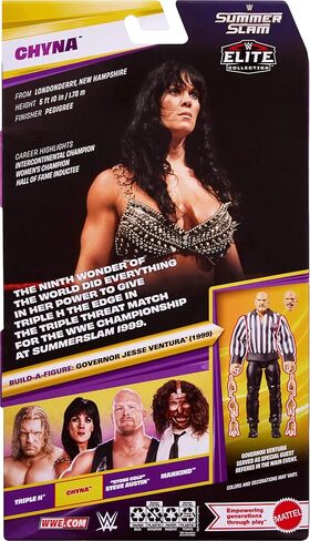 مجموعة Mattel WWE Elite Collection مجسمات وإكسسوارات، مجموعة Chyna Premium للحدث المباشر، سلسلة SummerSlam مع أجزاء Jesse "The Body" Ventura Build-A-Figer in Kuwait