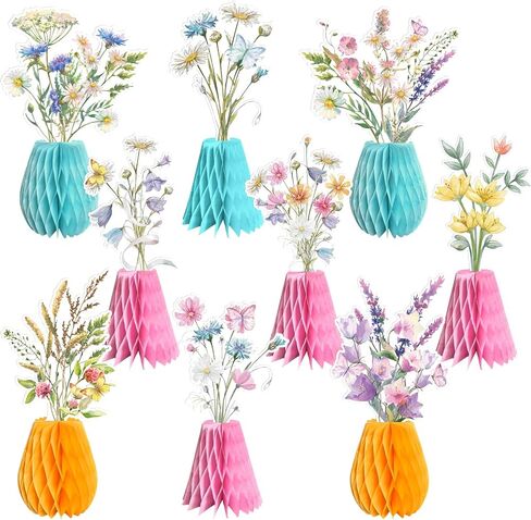 Wildflowers Honeycomb Centerpieces, 9Pcs Spring Flowers Table Centerpieces for Spring Summer Wildflower Theme Birthday Party Table Decorations in Saudi Arabia