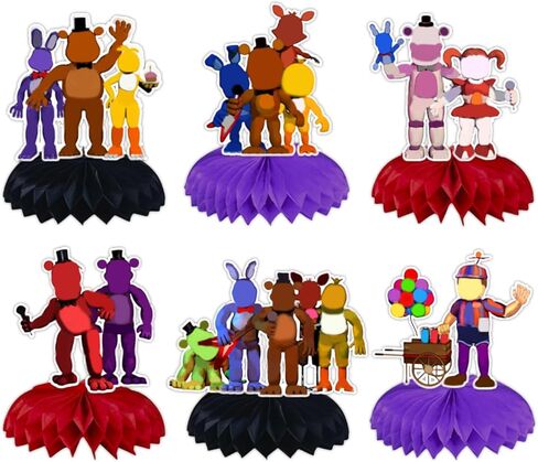 6Pcs Five Nights Party supplies set Five Nights Honeycomb Centerpieces Double Sided Table Topper card in Kuwait