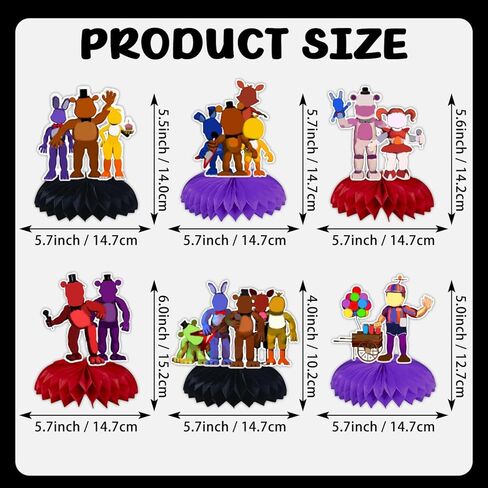 6Pcs Five Nights Party supplies set Five Nights Honeycomb Centerpieces Double Sided Table Topper card in Kuwait