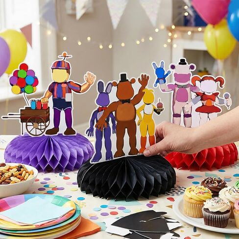 6Pcs Five Nights Party supplies set Five Nights Honeycomb Centerpieces Double Sided Table Topper card in Kuwait