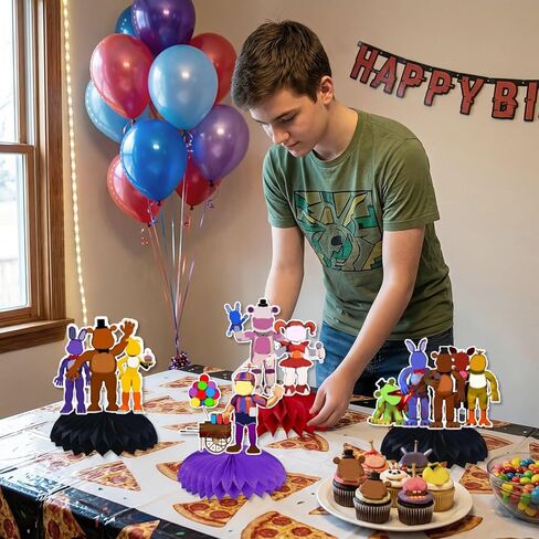 6Pcs Five Nights Party supplies set Five Nights Honeycomb Centerpieces Double Sided Table Topper card in Kuwait