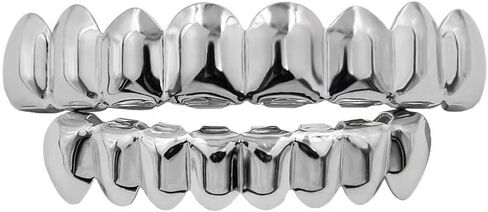 Rapper Men and Women Fashion Accessories Iced Out Diamond Grills Gold/Silver Finish 8 Top Teeth 8 Bottom Tooth with Extra Molding Bars in Saudi Arabia