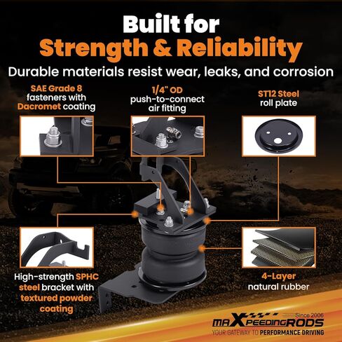 طقم أكياس تعليق هوائي خلفي من maXpeedingrods بوزن 5000 رطل لسيارة Ford F-250 F-350 2011-2016 وF-450 2011-2014 4WD فقط مجموعة زنبركية لمساعد الهواء فائقة التحمل مع مصد ارتداد in Kuwait