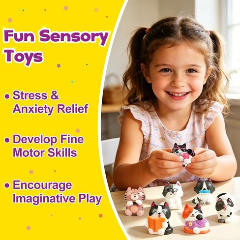 FUNNYB&G Cat Squishy Toys for Kids - 24 Pack Squishies Toy Party Favors Small Bulk Goodie Bag Stuffers Classroom Prizes Birthday Gifts for Boys Girls Toddler Slow Rising Squeeze Toy in Saudi Arabia