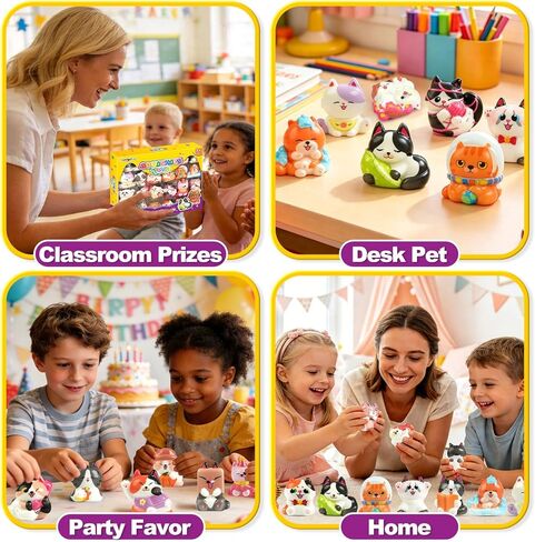FUNNYB&G Cat Squishy Toys for Kids - 24 Pack Squishies Toy Party Favors Small Bulk Goodie Bag Stuffers Classroom Prizes Birthday Gifts for Boys Girls Toddler Slow Rising Squeeze Toy in Saudi Arabia