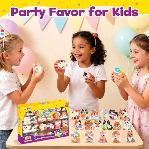 FUNNYB&G Cat Squishy Toys for Kids - 24 Pack Squishies Toy Party Favors Small Bulk Goodie Bag Stuffers Classroom Prizes Birthday Gifts for Boys Girls Toddler Slow Rising Squeeze Toy in Saudi Arabia