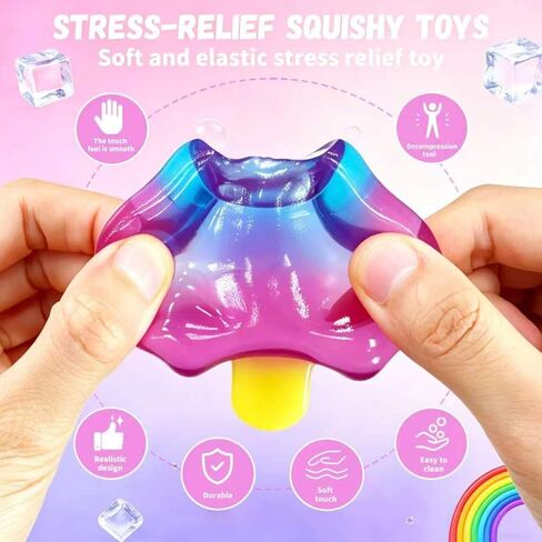 Ice Cream Squeeze Squishy, Slow Rising Sensory Fidget Toy, Soft & Stretchy Ice Cream Cone Squishy Pack for Stress Relief, Summer Sensory Toys Easter Basket Stuffers Party Favors for Kids Adults(1pc) in Saudi Arabia