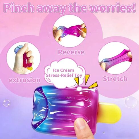 Ice Cream Squeeze Squishy, Slow Rising Sensory Fidget Toy, Soft & Stretchy Ice Cream Cone Squishy Pack for Stress Relief, Summer Sensory Toys Easter Basket Stuffers Party Favors for Kids Adults(1pc) in Saudi Arabia