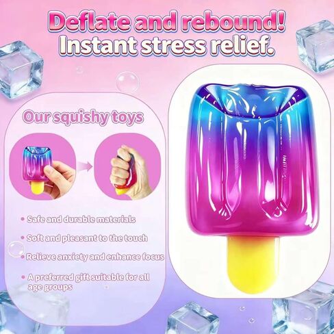 Ice Cream Squeeze Squishy, Slow Rising Sensory Fidget Toy, Soft & Stretchy Ice Cream Cone Squishy Pack for Stress Relief, Summer Sensory Toys Easter Basket Stuffers Party Favors for Kids Adults(1pc) in Saudi Arabia