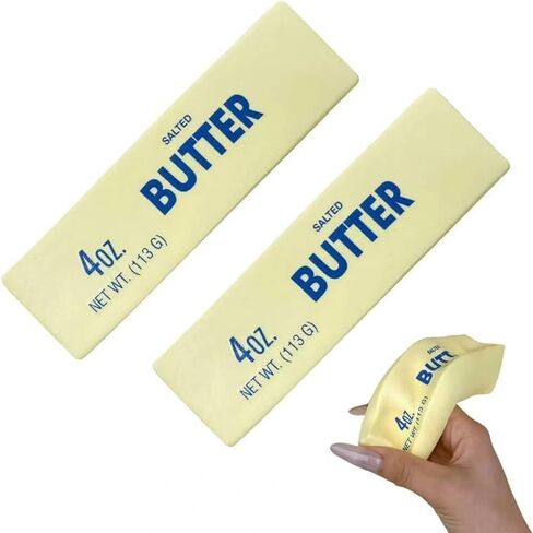 Slow Rebound Cute Butter Squeeze Stress Balls, 2026 New Squeeze Ball Realistic Butter Stick Soft Squeeze Toys, Upgrade Stress Relief Fidget Toys Wet Slow Rebound Stress Relief Toy (2Pcs) in Saudi Arabia