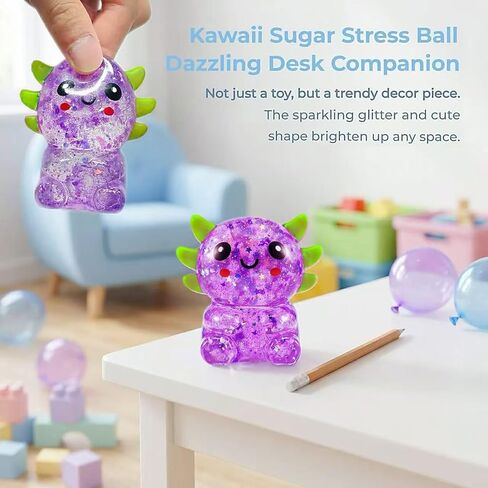 3 Pack Axolotl Squishy Toys, Squeeze Stress Balls Fidget Bulk Set, Soft Sugar Stress Squishy Balls Relief Sensory Toys for Kids, Boys & Girls, Party Favors & Easter Basket Filled(Pink, Purple, Blue) in Saudi Arabia
