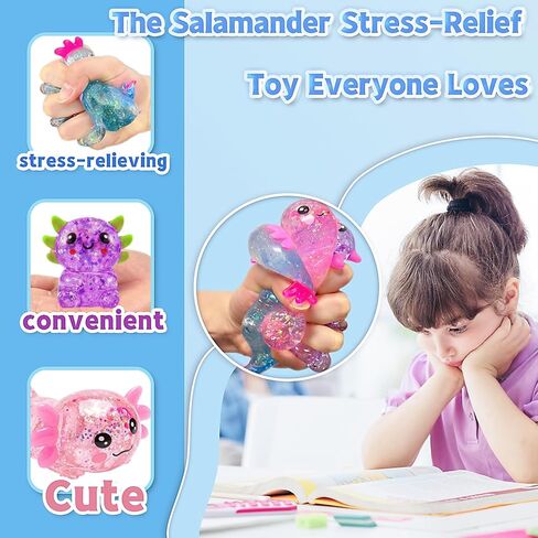 3 Pack Axolotl Squishy Toys, Squeeze Stress Balls Fidget Bulk Set, Soft Sugar Stress Squishy Balls Relief Sensory Toys for Kids, Boys & Girls, Party Favors & Easter Basket Filled(Pink, Purple, Blue) in Saudi Arabia