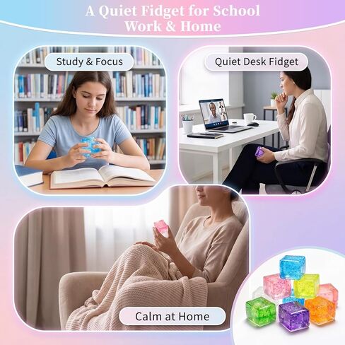 8 Pack Glitter Ice Cube Sensory Fidget Toys for Kids and Adults, Colorful Squeeze Stress Relief Party Favors in Saudi Arabia