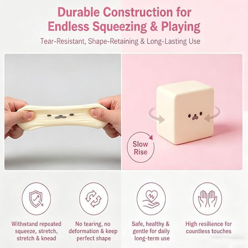 Cute Seal Tofu Squishy, Slow Rising Moldable Dough Cube, Soft Silky Squeeze Ball, Pocket Fidget Stress Toy for Anxiety Relief, Focus Improvement, Party Favors in Saudi Arabia