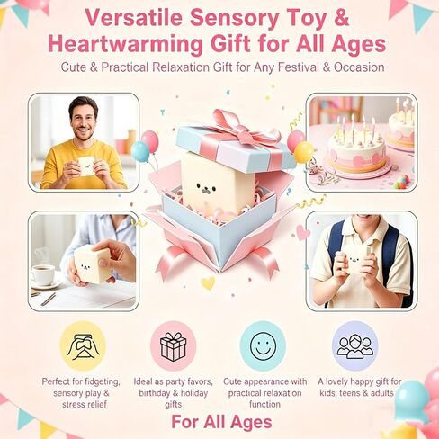 Cute Seal Tofu Squishy, Slow Rising Moldable Dough Cube, Soft Silky Squeeze Ball, Pocket Fidget Stress Toy for Anxiety Relief, Focus Improvement, Party Favors in Saudi Arabia