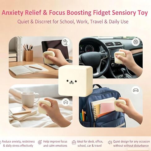 Cute Seal Tofu Squishy, Slow Rising Moldable Dough Cube, Soft Silky Squeeze Ball, Pocket Fidget Stress Toy for Anxiety Relief, Focus Improvement, Party Favors in Saudi Arabia