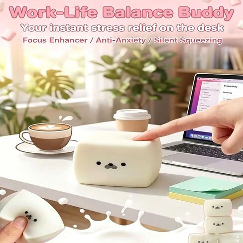Cute Seal Tofu Squishy, Slow Rising Moldable Dough Cube, Soft Silky Squeeze Ball, Pocket Fidget Stress Toy for Anxiety Relief, Focus Improvement, Party Favors in Saudi Arabia