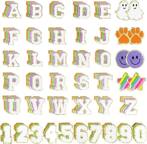 Goprety 136pcs Chenille Letter Patches Self Adhesive Stickers Chenille Patches Fluffy Stickers Back Pocket Accessories for Clothing Suitable for Various Parties and Ceremonies in Saudi Arabia