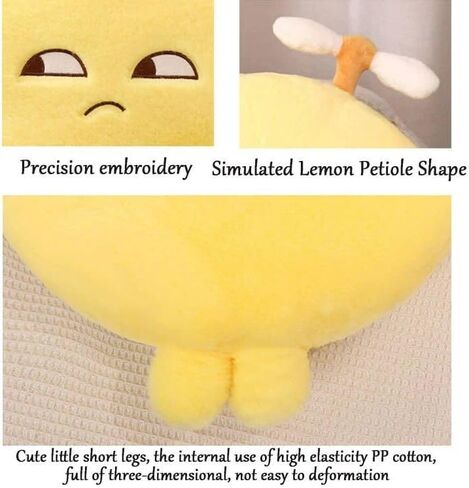 TZMAPU Lemon Plush Pillow, Stuffed Lemon Sofa Cushion, Lemon Doll Toy, Cozy Pillow for Sofa, Office, Cushion, Lounge, Gifts for Kids and Adults(Yellow, 20 inches) in Saudi Arabia