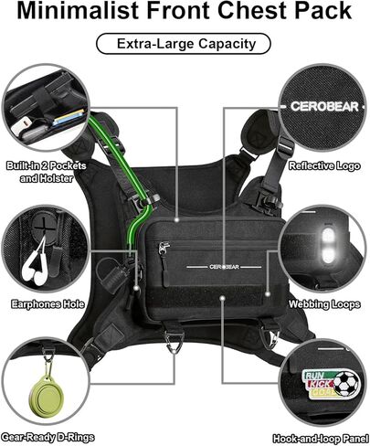 CEROBEAR Hydration Backpack Running Vest - Reflective Running Chest Pack with 2L TPU Water Bladder, Lightweight Breathable Water Backpack for Men Women, Ideal for Hiking Cycling Marathon in Saudi Arabia