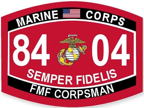 ملصق من الفينيل MOS Code 8404 FMF CorpsmanSticker (التخصص المهني العسكري فخور Semper Fidelis US للسيارة والشاحنة أو الكمبيوتر المحمول (3 × 4 بوصة) مرخص من USMC in Kuwait