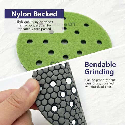 6 Inch Dry Diamond Polishing Pads Set, 17 Hole Buffing Discs Hook and Loop backing for Granite Marble Stone Countertop Sanding Pads, Grit 50/100/200/400, 4PCS in Saudi Arabia