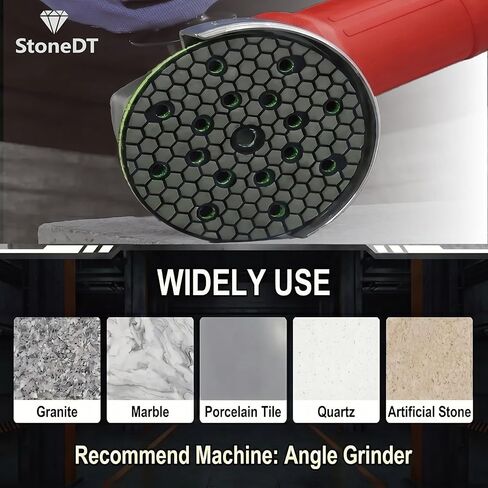 6 Inch Dry Diamond Polishing Pads Set, 17 Hole Buffing Discs Hook and Loop backing for Granite Marble Stone Countertop Sanding Pads, Grit 50/100/200/400, 4PCS in Saudi Arabia