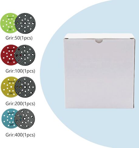 6 Inch Dry Diamond Polishing Pads Set, 17 Hole Buffing Discs Hook and Loop backing for Granite Marble Stone Countertop Sanding Pads, Grit 50/100/200/400, 4PCS in Saudi Arabia