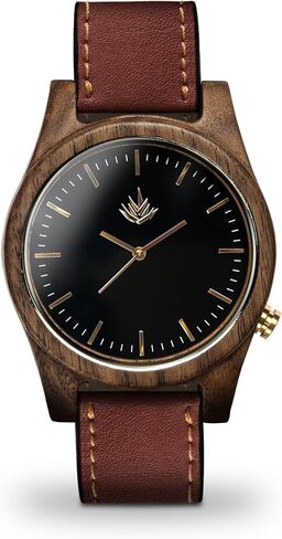 wood watch - 44mm Agavia collection Walnut/Black. Handmade with love in Mexico in collaboration with local artisans. American Walnut Natural wood. Cactus leather. in Saudi Arabia
