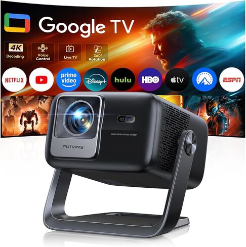 Smart 4K Projector [Google TV Stick Built-in & 360° Stand] with WiFi 6, Bluetooth 5.3, HDR10, 30W Hi-Fi, AI Auto Focus, Outdoor Portable Short Throw Movie Projector for Home Theater Bedroom Ceiling in Saudi Arabia