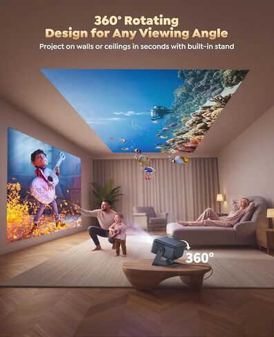 Smart 4K Projector [Google TV Stick Built-in & 360° Stand] with WiFi 6, Bluetooth 5.3, HDR10, 30W Hi-Fi, AI Auto Focus, Outdoor Portable Short Throw Movie Projector for Home Theater Bedroom Ceiling in Saudi Arabia