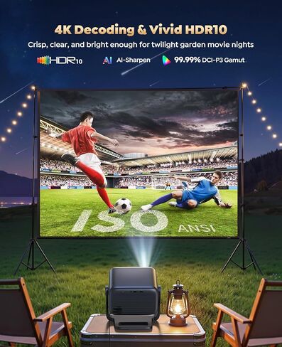 Smart 4K Projector [Google TV Stick Built-in & 360° Stand] with WiFi 6, Bluetooth 5.3, HDR10, 30W Hi-Fi, AI Auto Focus, Outdoor Portable Short Throw Movie Projector for Home Theater Bedroom Ceiling in Saudi Arabia
