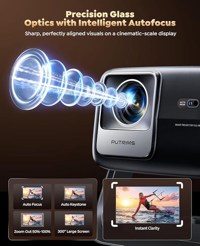 Smart 4K Projector [Google TV Stick Built-in & 360° Stand] with WiFi 6, Bluetooth 5.3, HDR10, 30W Hi-Fi, AI Auto Focus, Outdoor Portable Short Throw Movie Projector for Home Theater Bedroom Ceiling in Saudi Arabia