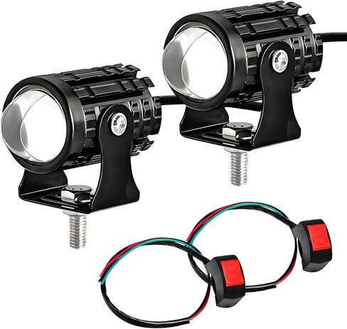 2 PCS Motorcycle LED Driving Fog Lights, 12W 12-80V White/Amber Motorcycle Spotlights with 2 ON-ON-OFF Switches, Waterproof Auxiliary Headlight for Cars Trucks Motorcycles in Saudi Arabia