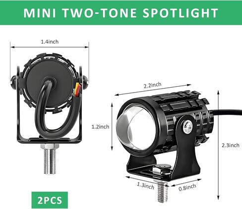 2 PCS Motorcycle LED Driving Fog Lights, 12W 12-80V White/Amber Motorcycle Spotlights with 2 ON-ON-OFF Switches, Waterproof Auxiliary Headlight for Cars Trucks Motorcycles in Saudi Arabia