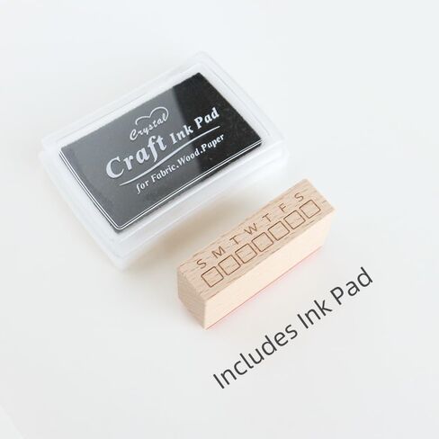 Weekly Check in Rubber Stamp, Wood Habit Tracker with Mon-Sun Layout and Checkbox Grid for Planner, Schedule, Task Log, Productivity Tracking, Reminder, 0.4'' x 1.9'' Impression Size in Saudi Arabia
