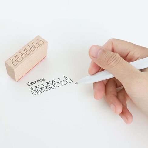 Weekly Check in Rubber Stamp, Wood Habit Tracker with Mon-Sun Layout and Checkbox Grid for Planner, Schedule, Task Log, Productivity Tracking, Reminder, 0.4'' x 1.9'' Impression Size in Saudi Arabia
