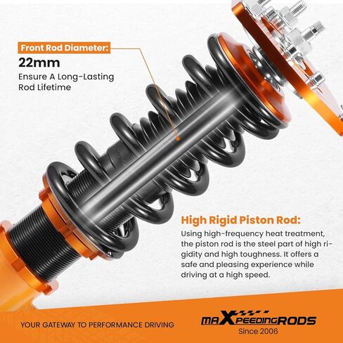 maXpeedingrods Coilovers for Scion TC 2011-2016 AGT20, for Toyota Zelas 2011-2016, 24 Levels Damper Adjustable Coilovers Suspension Kit, Height Adjustable Shock Absorber Struts, Lowering Kit,Gold in Kuwait