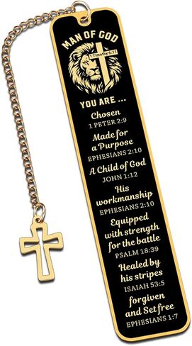 Baptism Gifts for Men & Boys - Bible Bookmark Man of God Gifts for Men, Inspirational Lion Bible Verse Bookmark Christian Catholic GIF t for Mens Confirmation GIF T for Boys Adults Faith Based Giftt in Kuwait