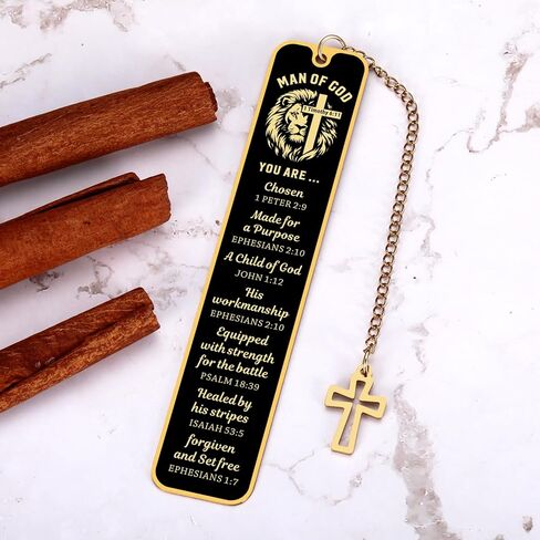 Baptism Gifts for Men & Boys - Bible Bookmark Man of God Gifts for Men, Inspirational Lion Bible Verse Bookmark Christian Catholic GIF t for Mens Confirmation GIF T for Boys Adults Faith Based Giftt in Kuwait