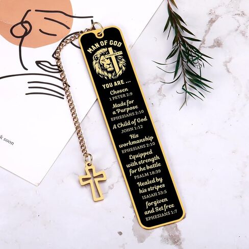 Baptism Gifts for Men & Boys - Bible Bookmark Man of God Gifts for Men, Inspirational Lion Bible Verse Bookmark Christian Catholic GIF t for Mens Confirmation GIF T for Boys Adults Faith Based Giftt in Kuwait